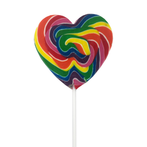 Swirly Rainbow Heart Lollipop 85 Grams