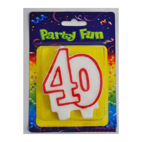 Red & White Number 40 Candle