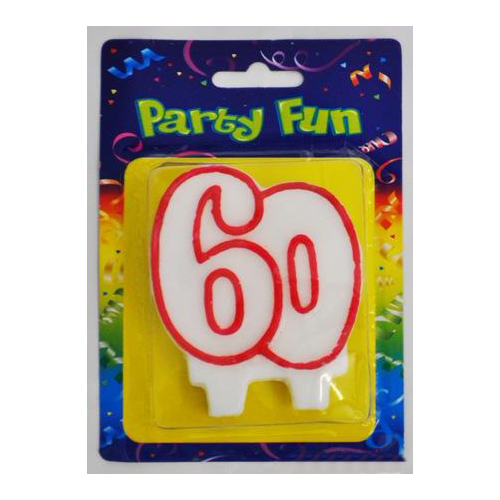 Red & White Number 60 Candle 