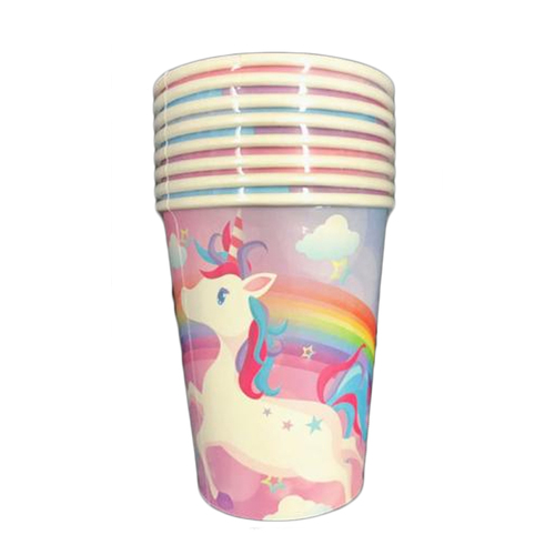 Paper Cups Rainbow Unicorn 8PK
