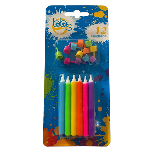 Bright  Coloured Candles 12pk