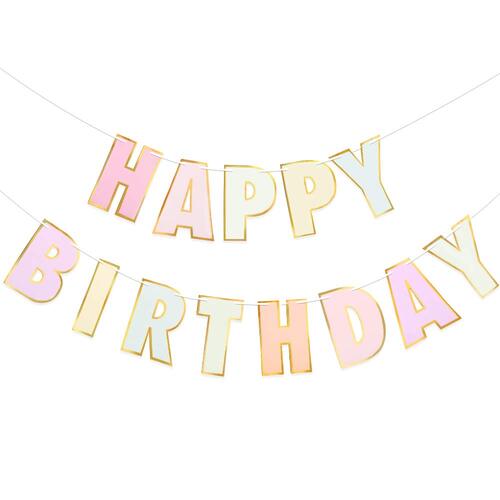 Gold Trim Happy Birthday Flag Banner 