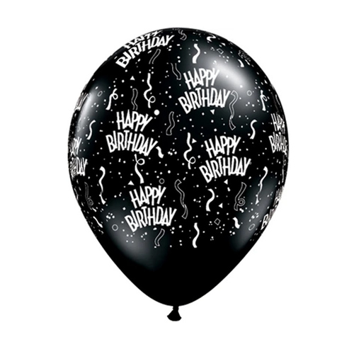 Black Happy Birthday Balloons 6pcs