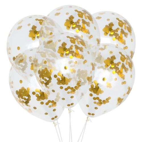 Gold Confetti Balloons 6pcs