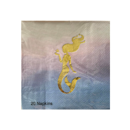 Napkins Gold Mermaid Ombre Blue/Purple - 20PK