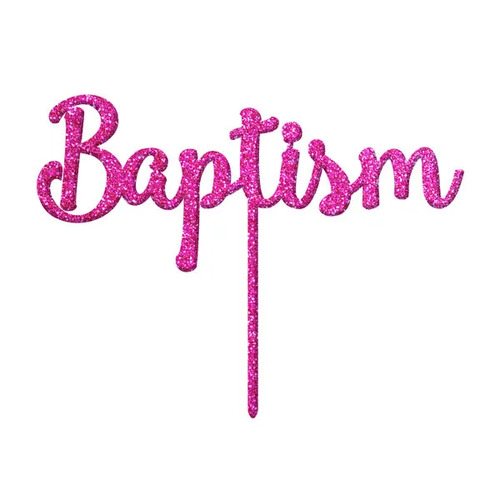 Baptism Pink Glitter Cake Topper