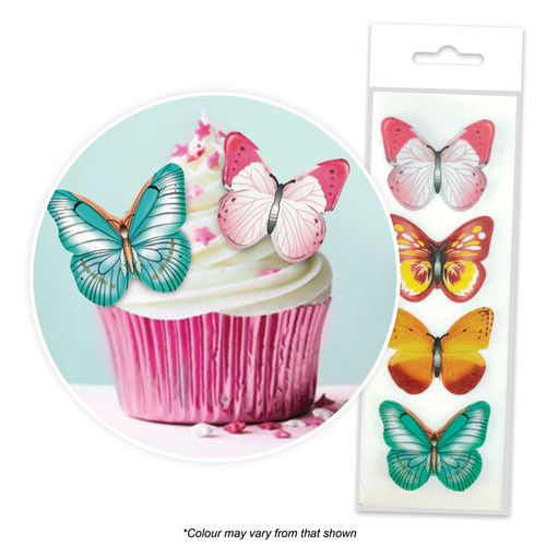 Cake Craft Mixed Butterfly Wafer Toppers 16 Piece