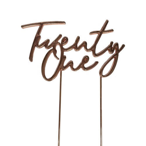 Rose Gold Metal Twenty One Cake Topper