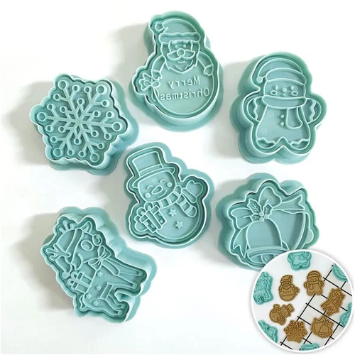 Merry Christmas Cookie/Plunger Cutter 6 Piece Set