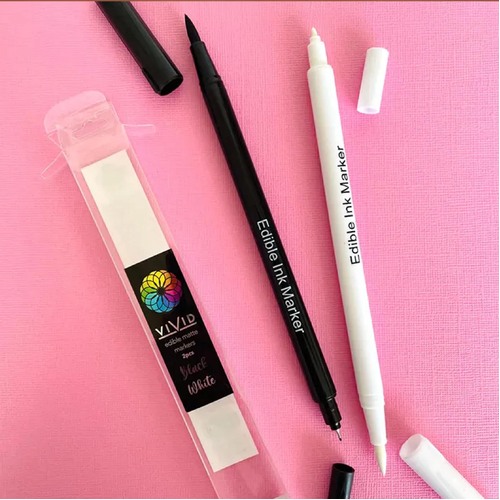 Vivid Edible Matte Markers Black & White 2pk