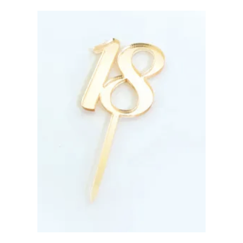 #18 Acrylic Cupcake Topper 12 pack Gold Mirror