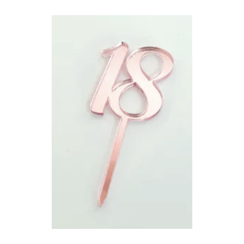 #18 Acrylic Cupcake Topper 12 pack Rose Gold