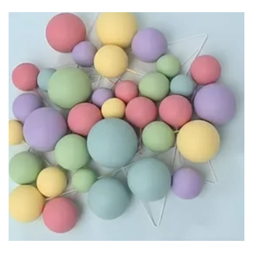 Pastel Rainbow deco foam ball 32pc Topper set