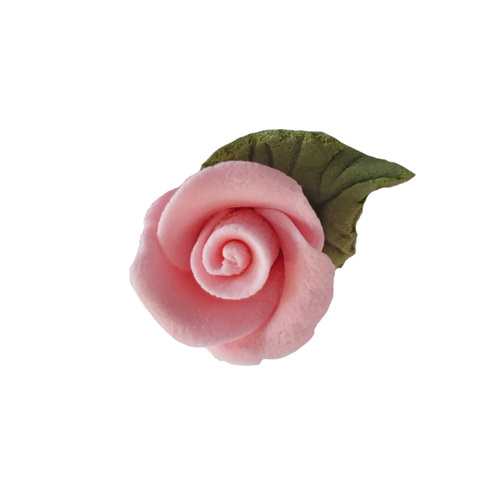 25mm Pink Gumpaste Rose with Leaf