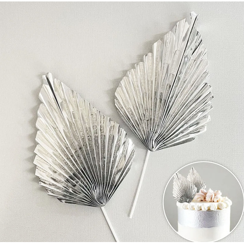 Metallic Silver Deco Fan Topper 2pc Set