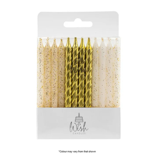 Wish Spiral Mix Gold Candles 24pc