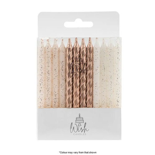 Wish Spiral Mix Rose Gold Candles 24pc