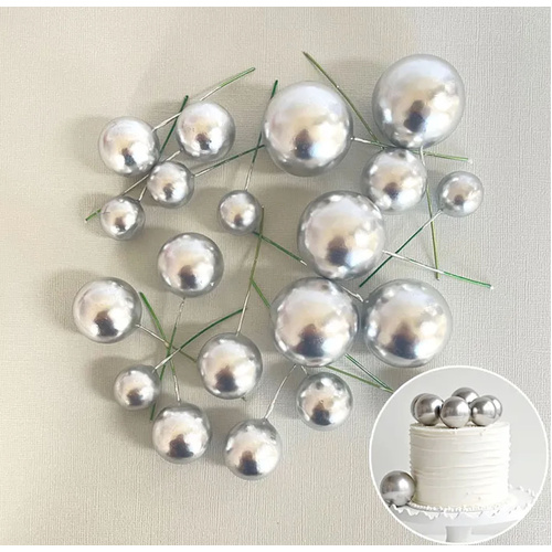 Silver  Decoration Foam Ball Topper 20pc Set