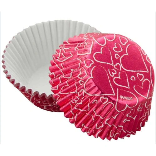 Wilton Std Baking Cup Foil Pink Heart - 24Pk