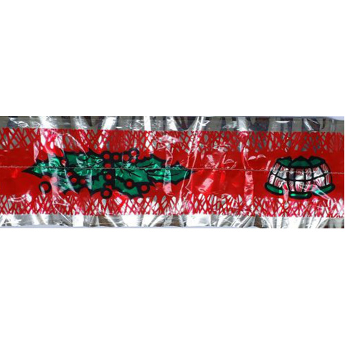 76mm Wide Holly & Lantern Silver Cake Frill 1 Meter Length