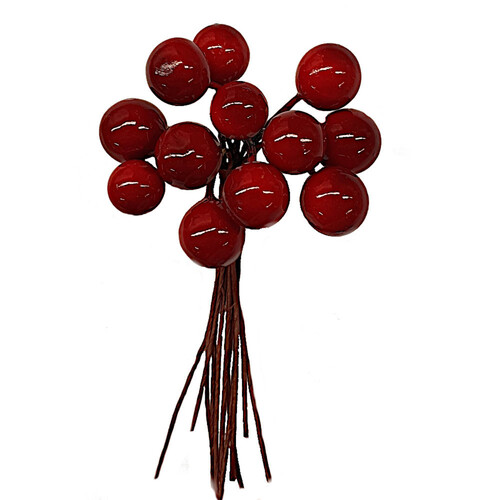 Decoration Berry Bunch Red 10-12MM - 50mm
