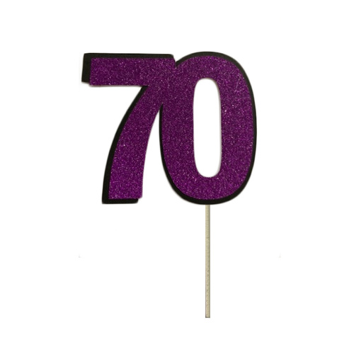70 Cake Topper Glitter purple 7cm