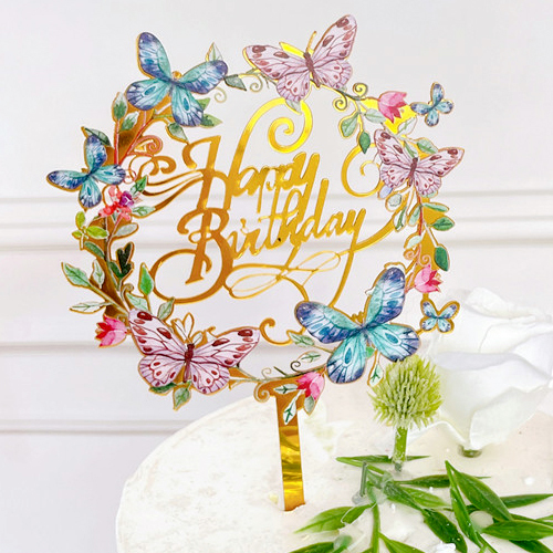 Butterflies Happy Birthday Topper