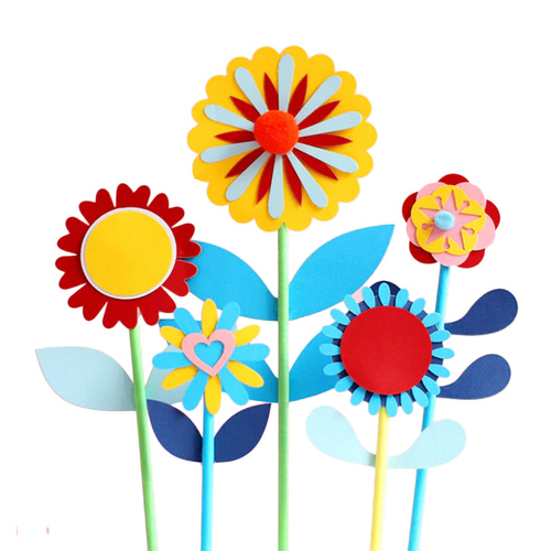 Paper Flowers Cake Topper Set 5 Pcs