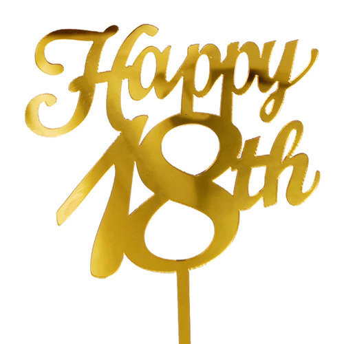 Mirror Gold Happy 18 Cake Topper 