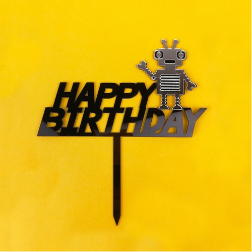 Robot Acrylic Cake Topper