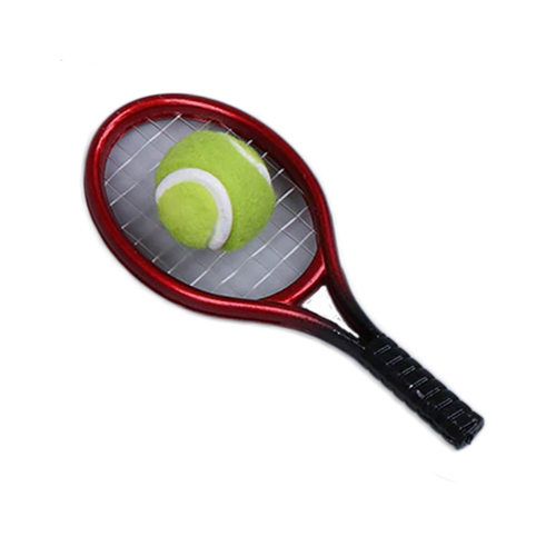 Miniature Red Tennis Racket And Ball Decoration