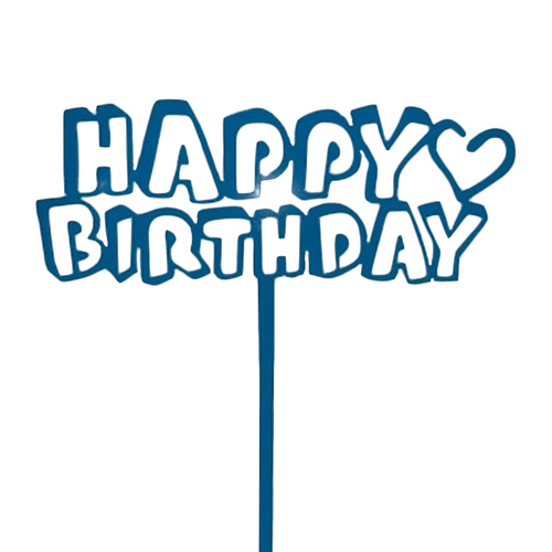 Acrylic Happy Birthday  Blue Topper 11.5cm