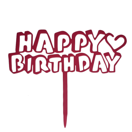 Acrylic Happy Birthday  Pink Topper 11.5cm
