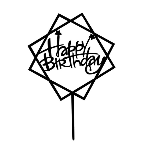 Black Acrylic Happy Birthday 17cm