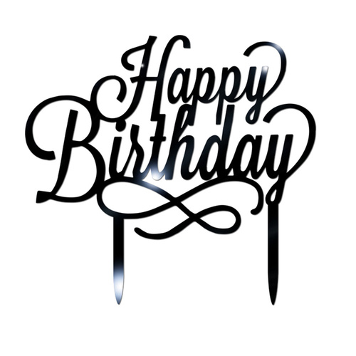 Acrylic Happy Birthday Cake topper Black