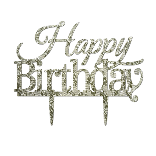 Acrylic Happy Birthday Cake topper Silver