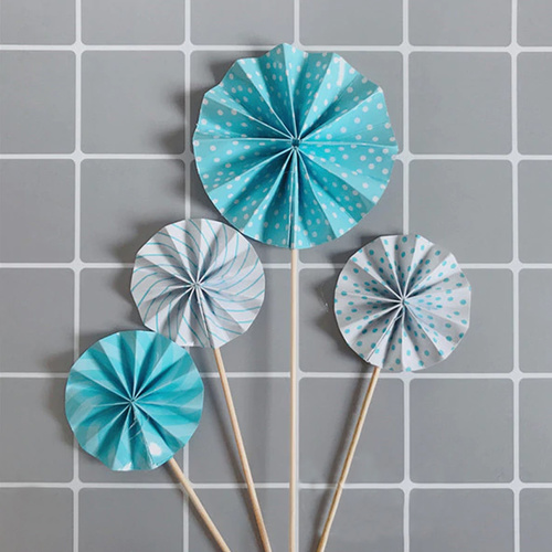 Light Blue And White Cake Topper Set 4pcs