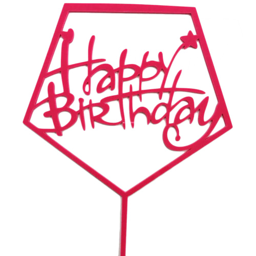 Hot Pink Happy Birthday Cake Topper
