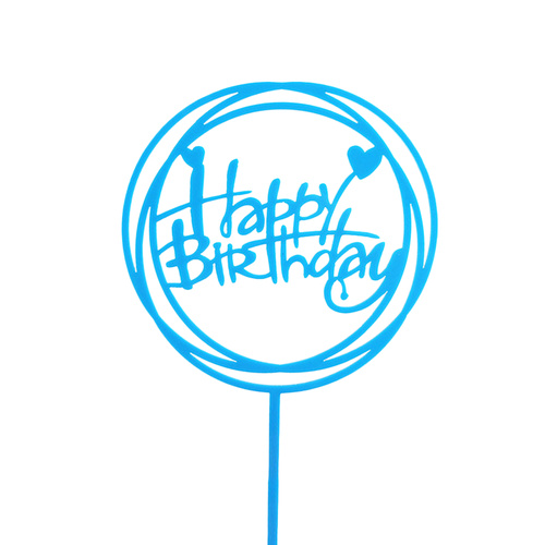Light Blue Happy Birthday Cake Topper