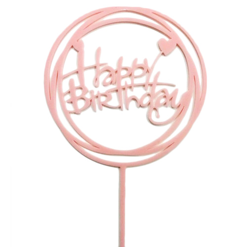Light Pink Happy Birthday Cake Topper