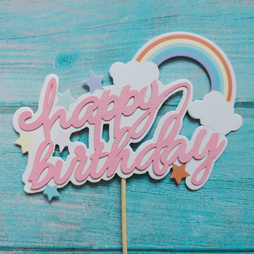 Birthday Rainbow Topper Pink 20cm