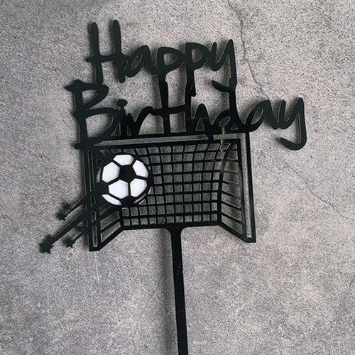 Acrylic Happy Birthday Soccer Ball/Goal Topper