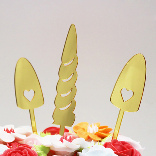 Acrylic Unicorn Horn And Ears Cake Topper
