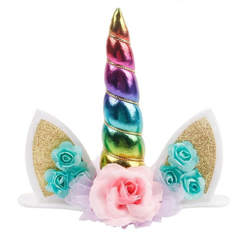 Unicorn Horn Cake Topper Rainbow Colours
