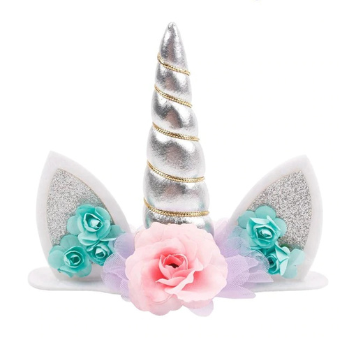 Unicorn Horn Cake Topper Silver