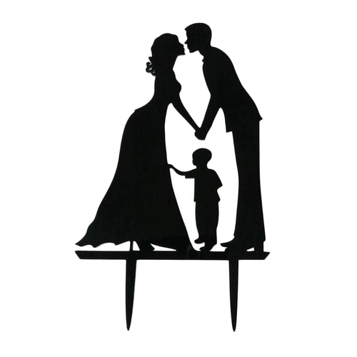 Bride & Groom With Child Wedding Cake Topper